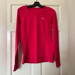 under armour red fleece-lined long sleeved shirt- size M